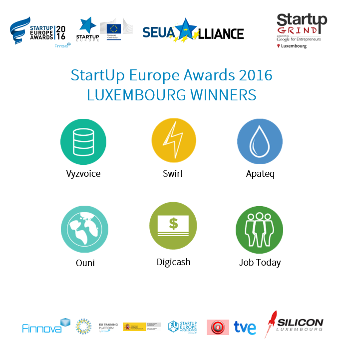 StartUp Europe Awards has chosen the best six startups from Luxembourg