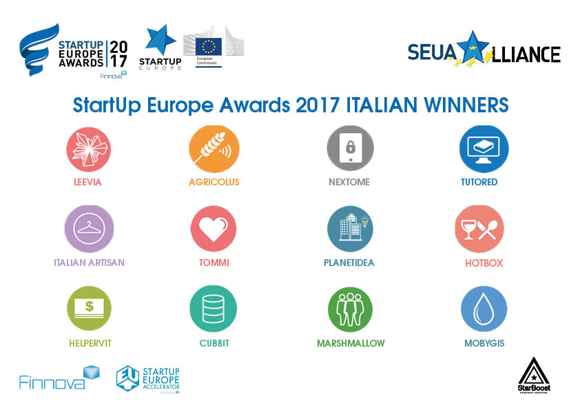 Italian winners for StartUp Europe Awards